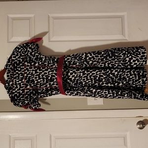 Small SNAP brand red, white and black, cow print dress